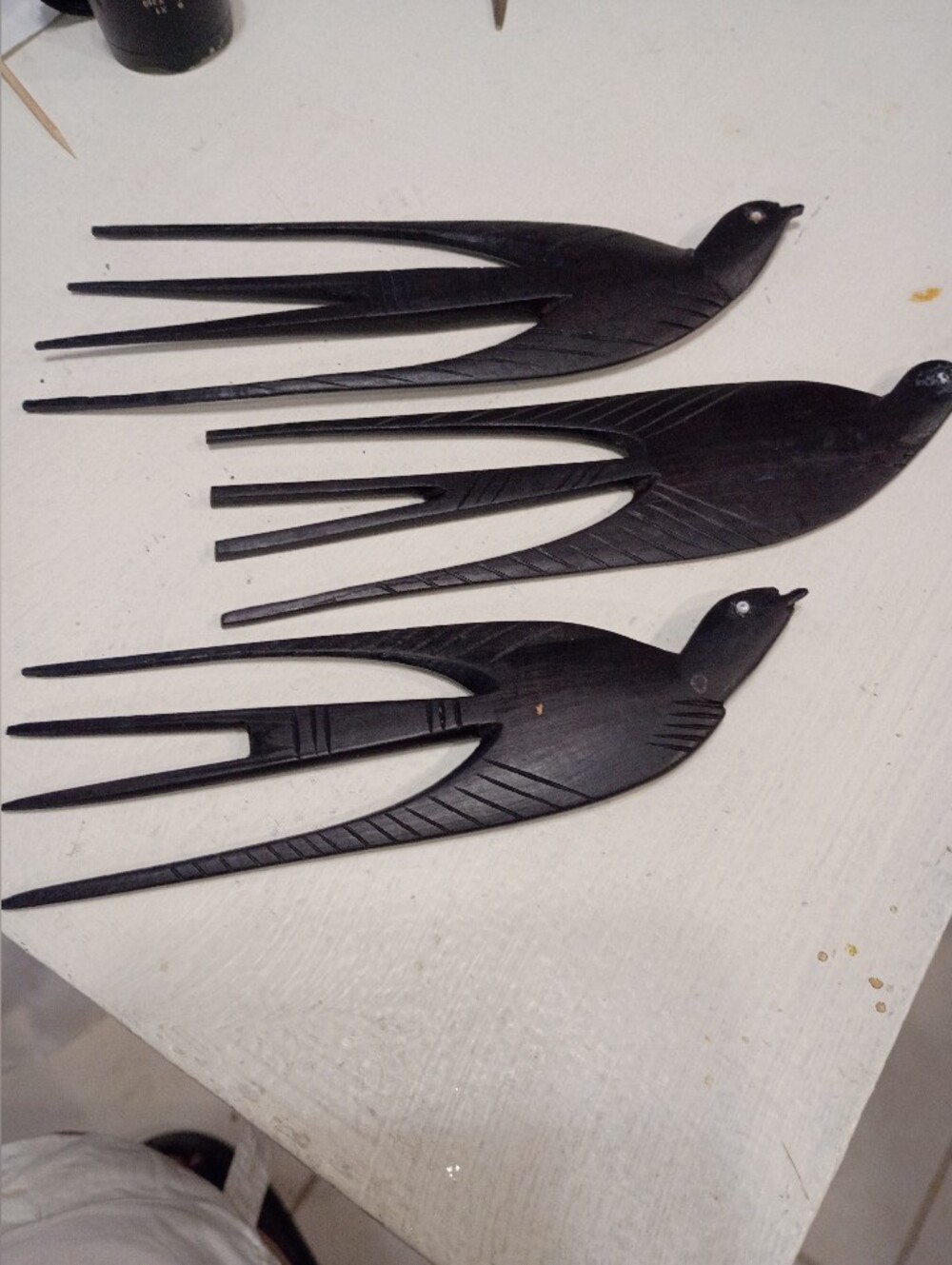 3 African Decorative Haircombs..Hand Carved
